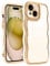 Teageo for iPhone 15 Case Electroplated Wavy Frame for Women Girls, Cute Luxury Pure Color Soft TPU Silicone Shockproof Curly Design Bumper Phone Case for iPhone 15, White