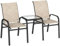 Outsunny Banco de jardín de 2 plazas con Mesa Central Baja de Cristal, Juego de Exterior con Asiento de Malla, reposabrazos y Respaldo Alto, marrón y Negro
