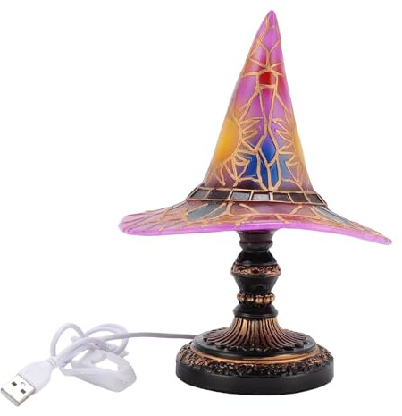 NOENNULL Tischlampe, Hexe, RGB, Farbwechsel, LED-Nachtlicht, mit 16 dynamischen Modi, Halloween-Dekoration mit USB-Antrieb für Schlafzimmer, Party, Weihnachtshaus (violett)