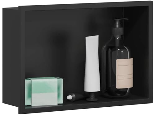 vidaXL Shower Niche Black 30 x 20 x 9.5 cm Stainless Steel