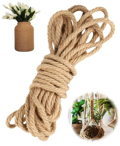 FUGLUS Corda di Canapa,Corda in Juta Naturale Spessa 5 mm per Decorazioni e Fai da Te, Corda di Canapa Resistente, Spago di Iuta Naturale per Artigianato, Arredamento, Gatto, Giardinaggio (5mm x 10M)