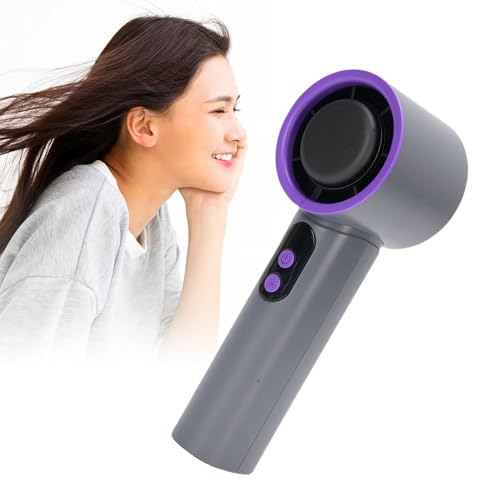 TARSHYRY Ice Compress Handventilator, Tragbarer Wiederaufladbarer Mini-Kühlventilator mit 3600-mAh-Akku und Digitalanzeige, für den Einsatz Im Innen- und Außenbereich (Grau Lila)