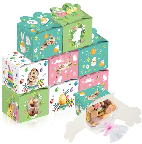 12 Pezzi Scatole Regalo di Pasqua,Coniglietto, Uova di Pasqua, Contenitore per Biscotti a Uovo, Pasqua Feste Scatole Cioccolato Dolci Scatole per Decorazione Pasquale (Stile 1)