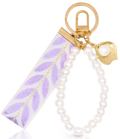 Porte-clés Perles pour Femmes,Porte-Clés Avec Lanière Courte,Élégant porte-clés esthétique,Porte Clef pour Cles, Sac, Portefeuille