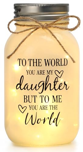 FUND AMLIGHT Gifts for Daughter from Mum - Large Mason Jar Night Light, 30oz Daughter Mothers Day Birthday Gifts from Mum and Dad, Wedding Blessing Gift Graduation Gift Daughters Adult