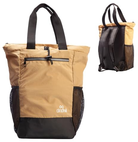 DITCHIL Mochila Gimnasio, Gym Mujer, Mochila Urbana 2 en 1 Convertible en Tote Bag, Bolsa Deportiva de Nylon Resistente para Deporte, Fitness y Uso Diario (Beige)
