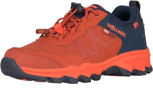 Trollkids Kids Trolltunga Hiker Low XT | Wasserdicht, Atmungsaktiv, Verstärkte Zehenpartie, Herausnehmbare Innensohle, Reflektierende Elemente, Griffige Laufsohle
