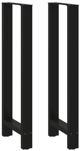 ULUYYUC Lot de 2 pieds de table de bar en acier revêtu par pulvérisation - Réglable en hauteur - 40 x 110-111 cm - Noir