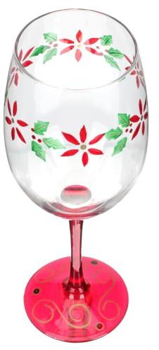 Hoement Calici da Vino Rosso Natalizi in Vetro 320ml Design a Tema Natale per Ristoranti e Intrattenimento Ospiti Eleganti e Resistenti