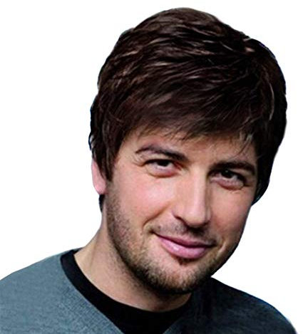 TIREOW Perücken Herren Cosplay Kurze Naturhaar Gemischte Dunkelschwarze Hübsche Perücke