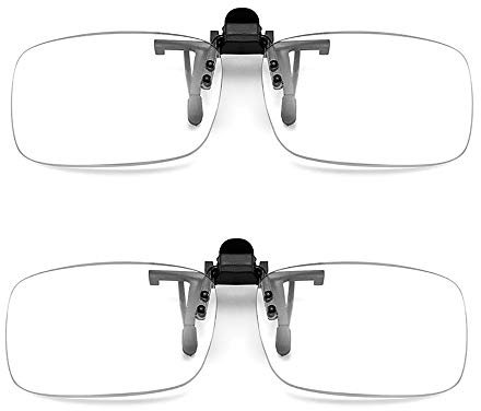 HHCC 2 STÜCKE Lesebrillenclip Transparente Linse & Brillenclip Tragbare Lesebrille umklappen +1.00 bis +3.00 Dioptrien Anti-Blaulicht-Brillen,+1.00
