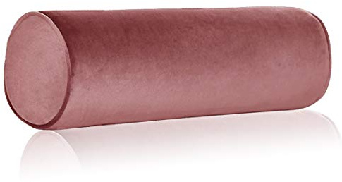 Tinbolunce Memory Foam Roll Pillow for Knee/Leg/Neck - Full Moon Bolster/Round Cylinder Pillow for Sleeping on Side or Back - Removable Cooling Cover Length 18 x 6 Diameter (Gray Pink)
