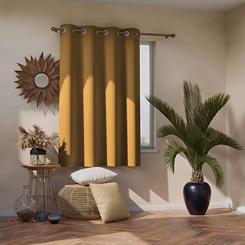 AmeliaHome Blackout Vorhang 140x175 cm senffarben 1 St. Ösenschal Verdunkelungsvorhang Blickdicht Fensterdekoration Dekoschal Dekorvorhang Blackout