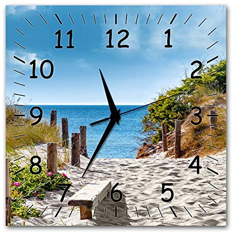 Bilder-Manufaktur BM Funk Quarz Wanduhr Funkwanduhr Funkwanduhren Funkuhr Funkuhren kein Ticken lautlos geräuschlos leise modern ohne Tickgeräusche groß XXL Wohnzimmer Küche Meer Strand 9523-1a SZ