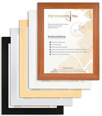 Handmade Picture Frames Photo Frames Wooden Poster Frames with Arcylic Front | Desktop Portrait, Landscape, Wall Mount Compatible, (Black, 98x33cm)