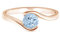 Lünetten-Set 0.50 Ctw Runde Blauer Aquamarin Edelstein 925 Sterling Silber Bypass Ring (Rosévergoldetes Silber, 26.5)