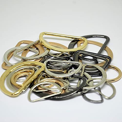 50 STÜCKE Legierung Metallschnalle Silber Schwarz Gold D Ring Halbrund Für Schuhe Tasche Gurtband DIY 15/20/25/30/35/40/45/50MM-60MM,GOLD