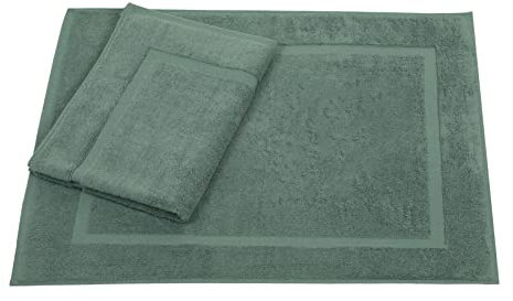 Betz 2 Stück Badvorleger Badematte Badteppich Duschvorleger Frottee Premium Größe 50x70 cm 100% Baumwolle Qualität 650g/m² Farbe tannengrün