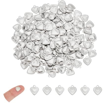 UNICRAFTALE Über 200pcs Herz Charm Liebe Herz Anhänger Edelstahl Anhänger Klein Armbänder Anhänger Ohrring Anhänger Metall Charm Für DIY Schmuckzubehör Machen 1.2mm Loch