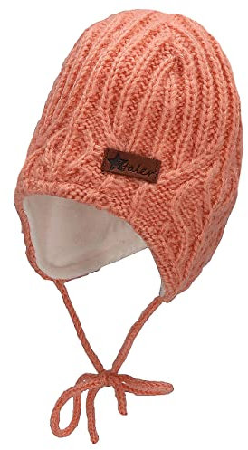 Sterntaler Baby Mädchen Strickmütze Baby Strickmütze Blattmuster Mütze - Baby Strickmütze - aus Strick mit Ohrenklappen und Bindeband - rosa, 39