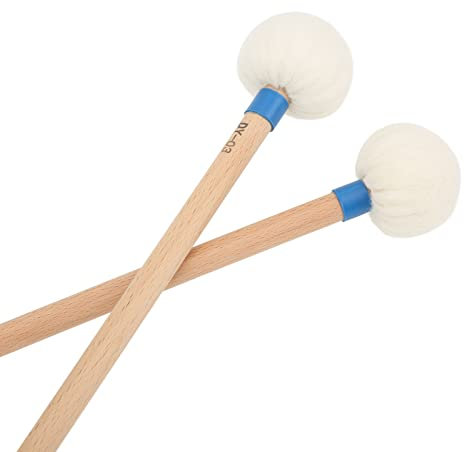 2 Stück Trommelschlägel Filzschlägel Sticks Drum Mallet Wollstockschlägel Hammer Ahorngriff Holzschlägel Percussion Sticks für Bassdrums Pauken Snaredrums(Blau)