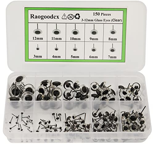 150 Stück Nadelfilzaugen Mini-Glasaugen für Spielzeug, Teddys, Puppen, Wollfilzen, Basteln
