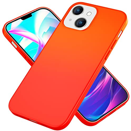 NALIA Neon Silikonhülle für iPhone 14 Plus - Soft-Touch & Signal-Neon - NEONSHOCK (Matte Schutzhülle) - Marke aus Berlin, Farbe:Orange | Stoßdämpfer in den Ecken, Erhöhter Kamerarand, Kaschiert Fingerabdrücke, Präziser Tastendruck, Griffsicherer Halt