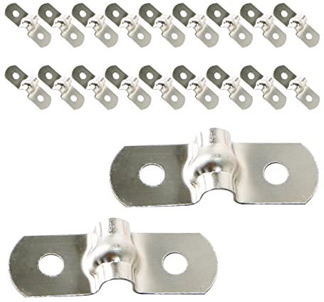 Ohamtes 20PCS 5mm(3/16) Pipe Band Clamps, 201 Stainless Steel Pipe Clamps, Two Hole Pipe Band Tension Clamps, U-Shaped Pipe Clips, Saddle Clamps