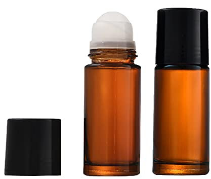HugeDE 4 Pcs 50ml Glass Essential Oil Roller Bottles Refillable Roll on Bottles Empty Deodorant Bottle Containers Rollerball Bottles for Fragrance Cosmetics