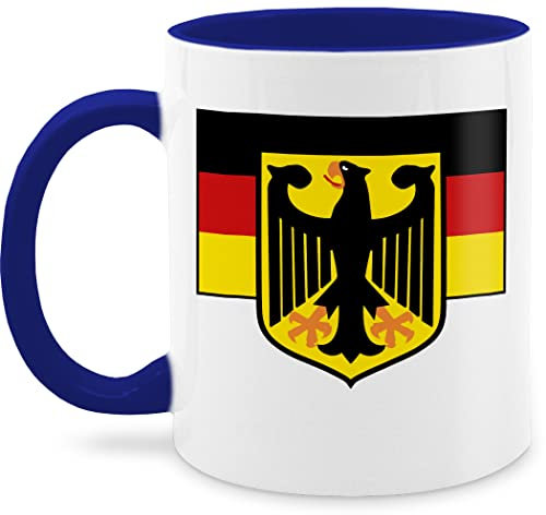 Tasse Tassen 325ml - Fußball EM WM - Deutschland Flagge mit Bundesadler - 325 ml - Dunkelblau - adler 2024 fussball german häferl fanartikel europameisterschaft germany fu ball deutschland. em24