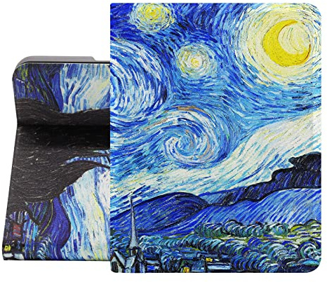 Berkin Arts Compatible with iPad Pro 2nd/3rd/4th Generation Case (11 Inch) 2022 2021 2020 Folio Case Premium Leather Cover Post-Impressionism Blue Lightweight (Van Gogh-The Starry Night)