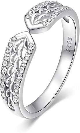 KINGWHYTE Keltischer Knoten Ringe für Damen 925 Sterling Silber Verstellbarer Pfeil Ring Eheringe Stapelring Trauringe Versprechenschmuck