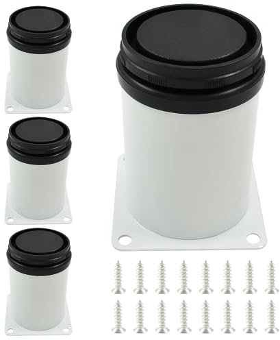 Auvotuis Verstellbare Möbelbeine, 7,6 cm hoch, Edelstahl, verdickte, runde Schrankbeine, Metall-Ersatzbeine, Küchenfüße für Schrank und Kommode, mit Schrauben (weiß), 4 Stück