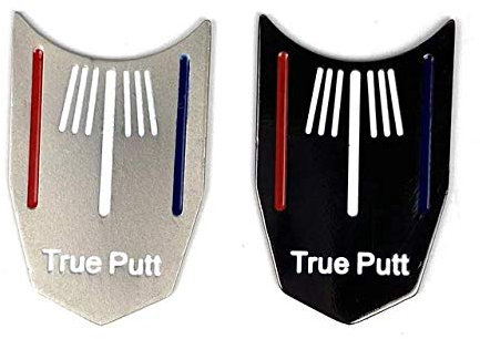 True Putt Golf Ball marker with golf alignment lines. Golf Ball Markers for Putting Green, 2 pack black and silver