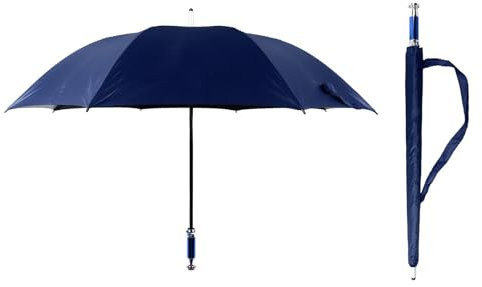 130 Cm -Schutz-Golfschirm, Automatischer, Gerader Stab, Schwarzer Kleber, Winddichter Stockschirm, Tragbarer Sonnenschutz-Regenschirm mit Aufbewahrungstasche (Dunkelblau)
