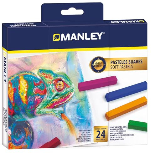 Manley soft pastels 24 piezas | Pasteles suaves de colores brillantes | Ideales para artistas y principiantes | Pasteles de calidad artística fáciles de mezclar y sombrear