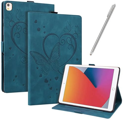 JayModCase Funda para iPad 9/8/7 (10,2-Pulgadas, 2021/2020/2019 Model, 9th/8th/7th Generation), PU Protectora Carcasa con Función de Soporte Función de Auto-Sueño/Estela (Azul)