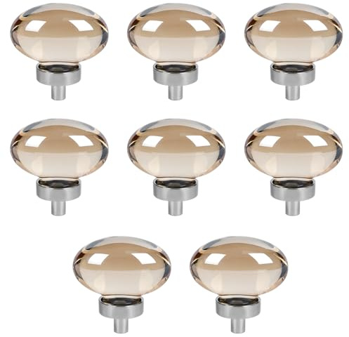 TopHomer Lot de 8 boutons ronds en cristal transparent de 45 mm - Boutons extérieurs de meuble en cristal artificiel - Poignées de porte en verre - Boutons de meubles ronds pour armoire, verre, porte