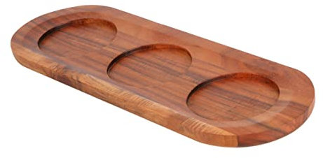 LABRIMP 1pc Wooden Cup Holder Tray Creative Three-slot Serving Mat for Drinks Sturdy Coaster for Whiskey Red Wine and Beverages Random Color Design