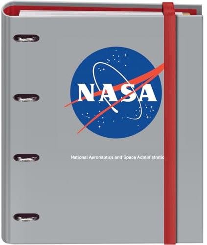 Dohe - Ordner mit 4 Ringen mit Nachfüllung, 100 Blatt, A4, Gummiverschluss, 4 farbige Trennblätter, Dokumententasche, Papier 90 g/m², Kompressor, Schulmaterial - NASA Grey - Grau