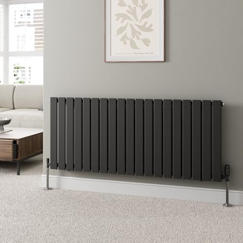 Radiant Living Designer Radiator Black Horizontal Single Flat Panel Rads 600x1440mm Modern Steel Central Heating