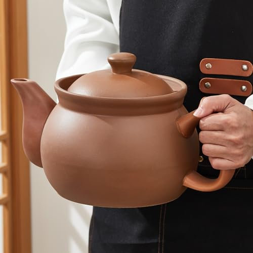 Zisha Unglazed Earthenware Chinese Medicine Pots, Natural Terracotta Ceramic Casserole Bean Pot with Lids, Clay Pot for Soup Cooking(1.58QT/1.5L)