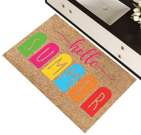 KSHSAA Outdoor Welcome Mat,Hello Summer Doormat - 16X24 Inch Hello Summer Door Mat, Non-Slip Outdoor Rug, Welcome Mats For Front Door, Door Rug Summer