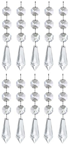 UCLEVER 10 Pieza Prisma de Colgante de Cristal Transparente Gotas Colector de Sol con Cuentas de Octágono para Cortina Candelabro Florero Jardín Fiesta Navidad Boda Decoración (Carámbanos)
