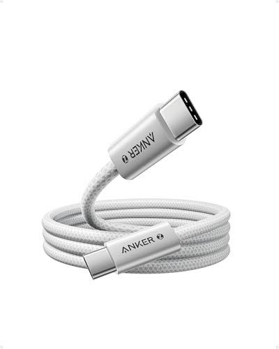 Anker Zolo Cavo da USB-C a USB-C, 240W Ricarica Rapida, Cavo Intrecciato Resistente alla Sporcizia, Connettore Sottile, per iPhone 16/15/16 Pro/16 Pro Max/Plus, MacBook/iPad, Galaxy S24 (1m, Bianco)