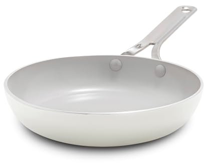 GreenPan Nova 8” Frying Pan Skillet, Induction Suitable Diamond Infused PFOA and PFAS-Free Nontoxic Ceramic Nonstick, Dishwasher and Oven Safe Fry Pan, Quick Even Heating, Cream