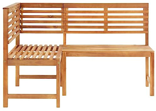 HETFTJN Modern Bank Sitzbank Outdoor Balkon Lounge Klein Kleine Gartenbank - Garten-Eckbank 140 cm Massivholz Akazie für Terrassen Garten Park Draussen