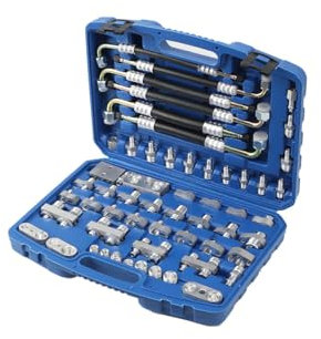 TABODD 56PCS Automotive Air Conditioner Leak Test Kit, Aluminum Air Conditioning Leak Detector A/C Compressor Detection Repair Tool Kit with Toolbox