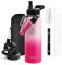 RAYMYLO Insulated Water Bottle 40 oz, Triple Wall Vacuum Stainless Steel (Cold for 48 Hrs), Leak Proof & Non-BPA, Modern Water Flask Jug with Paracord Handle & Straw Spout Lids, Ombre Pink
