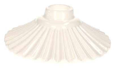 Keyhomestore | Lampenschirm aus weißer Keramik Ø22 cm – rustikaler Stil, einfarbig, gewellte Form, Ersatz für Pendelleuchte – Made in Italy